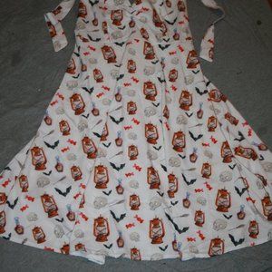 sleeveless  poly blend Halloween print dress skull